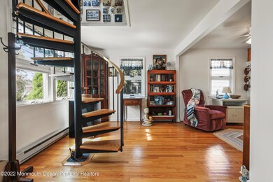 Spiral staircase to upstairs owner suite