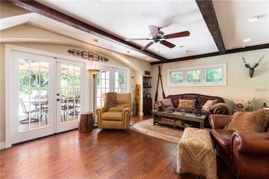 19 x 15 Family Room with wood floors and French do