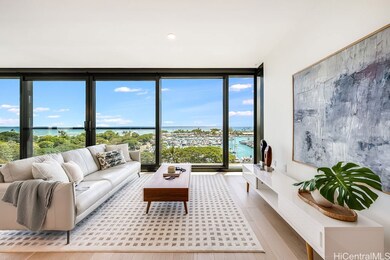 Sitting area with ocean and marina views.