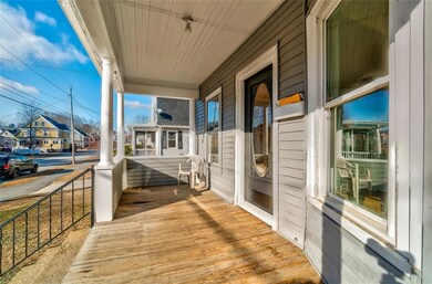 Inviting front porch in neighborhood...
