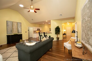 The Great Room, with its bamboo floors, is a few s
