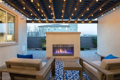Gas fireplace in private courtyard.