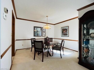 Carpeted dining area off kitchen