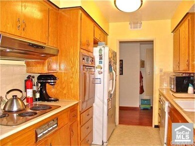 kitchen is long and offers lots of counter top