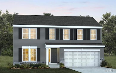 View of front of home featuring driveway, a garage, a front lawn, and roof with shingles