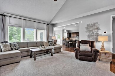 Open floor floor plan great room opening up to the