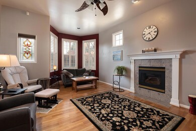 living room with alcove