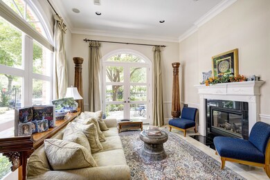 Elegant formal living room has a stunning floor-to
