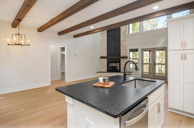 Exposed wood beams