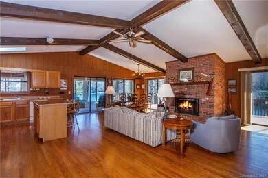 The vaulted ceilings and open floor plan make this