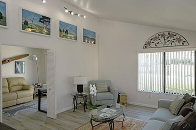 Living room with vaulted ceilings