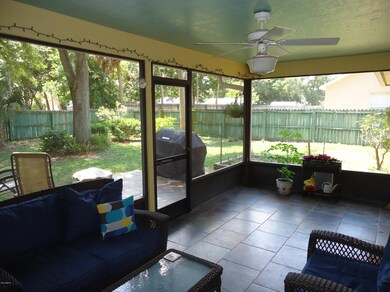 screened porch to fenced yard