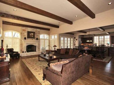 Large Hearth room with solid structural beams, bea