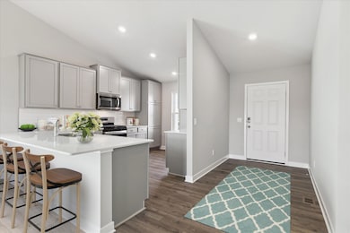 Welcome home to the Rushmore plan in Amberglen! Spacious, open main level with vaulted ceiling *Pictures of model home, colors & options may vary.