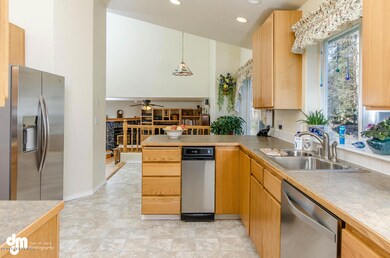 Bright kitchen with high ceilings