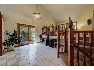 High vaulted ceilings, wide open dining area with 