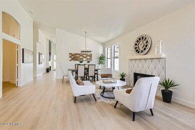 Entry with fireplace