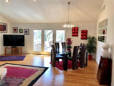 Dining area in great room walks out to deck