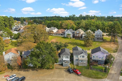 Aerial perspective of suburban area