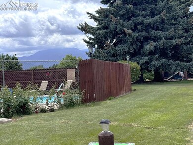 View of green yard with a mountain view