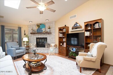 Fireplace and skylight