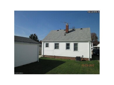 View of the house, looking from the backyard.