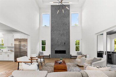 Fireplace features Venetian plaster finish