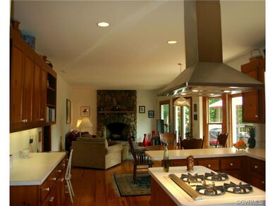 Kitchen/Great Room with Stone Fireplace.  Overlook