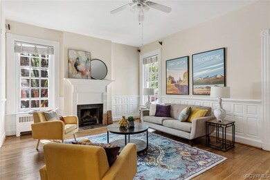 Oak hardwood floors, stained glass, built-ins, fireplace