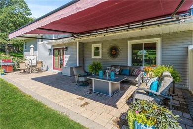 Back paver Patio with remote awning