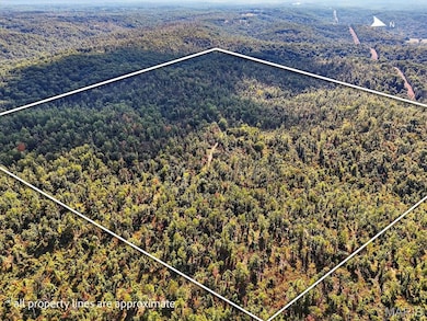 Aerial view of property and surrounding area featuring property boundaries highlighted