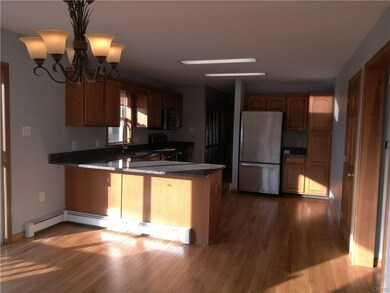 The view of the kitchen from the eating area. Ther