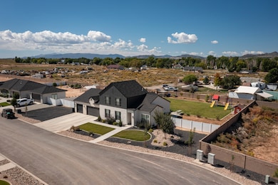 Aerial perspective of suburban area featuring mountains