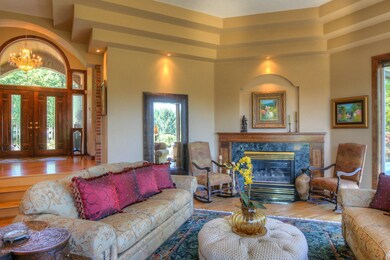 Living room and marble fireplace