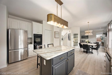 With a generous island with bar seating.