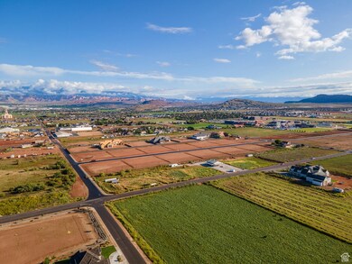 Overview of rural landscape with a mountainous background