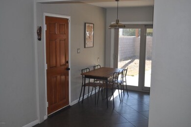 View from living room into eat-in kitche