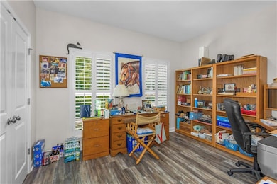 Office space with wood finished floors