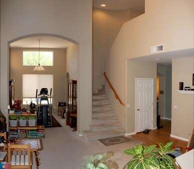 Two story living room