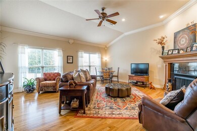 Light filled greatroom with high ceilings