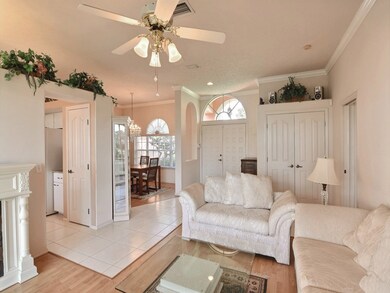 From living room facing front door and dining room