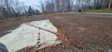 A partial view of the concrete base that supported