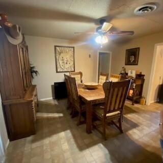 Dining area featuring ceiling fan