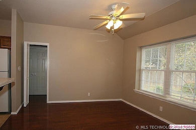 Good size eating area off the kitchen looks out ov