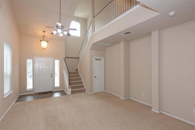 Carpeted foyer entrance featuring a healthy amoun