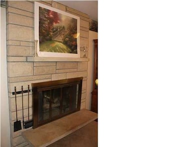 Stone fireplace