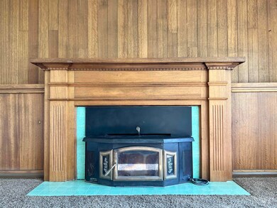Custom wood finish with tile surround.