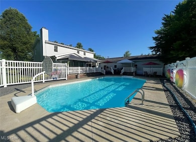 View of pool with a patio and heating fuel