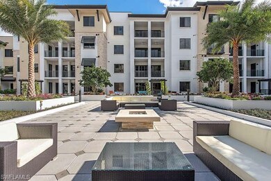 Courtyard with fire-pit with many social areas.