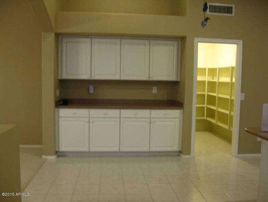 Wall of cabinets in kitchen